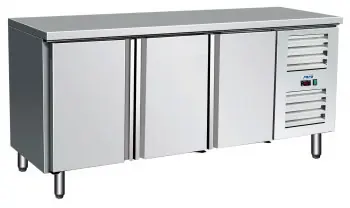 Direct Beschikbaar Koelwerkbank PRO - 3-Deurs Zelfsluitend - 1790x700x(h)890-950mm - Binnen/Buiten RVS