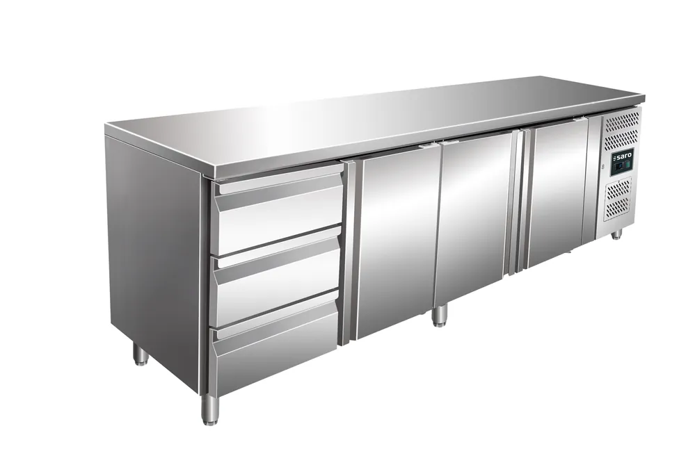 SARO koeltafel, 3 deuren + 1x 3-ladenset, KYLJA 4130 TN Tijdelijk Beschikbaar