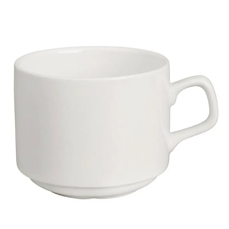 Kopjes - Stapelbaar - 20cl - 6 stuks -Wit porselein - Ø8x(H)6,5cm Seizoensaanbieding