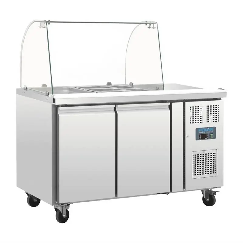 Merkproduct Saladette 2-Deurs - Glazen Opzetvitrine - Voor 2x GN1/3 en 3x GN1/9 - 136x70x(H)136cm