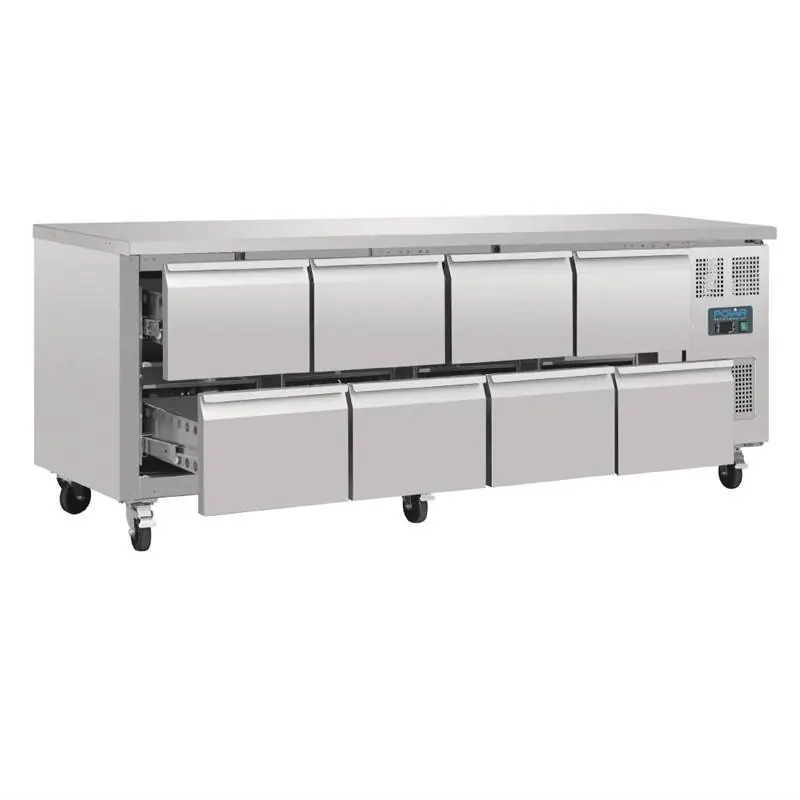 Geventileerde Koelwerkbank - 8 Lades - 616 Liter - 223x70x(H)86cm Betrouwbaar