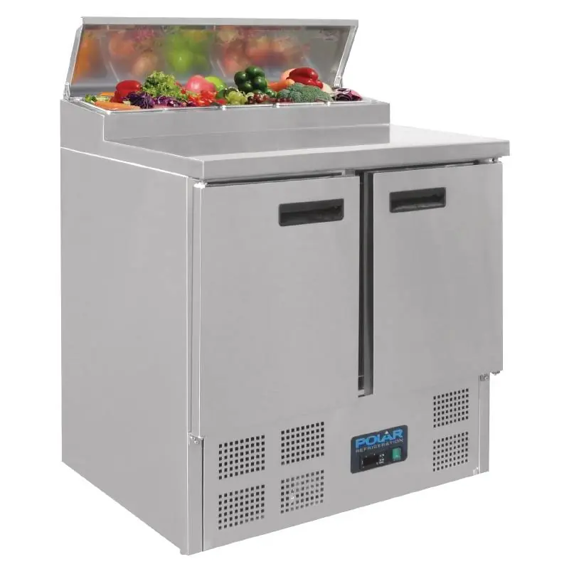 Pizzawerkbank - RVS - 2 deurs - 90x70x(h)101cm - Met 5x 1/6 GN Merkproduct