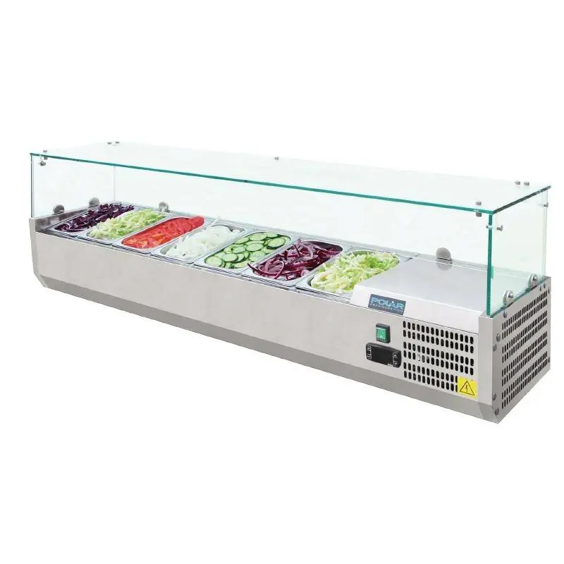 Opzetkoelvitrine RVS - 7x GN1/4 - 1500(b)x380(d)x435(h)mm Merkproduct