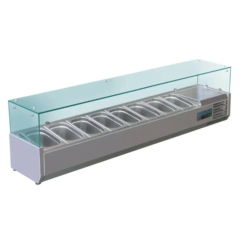 Opzetkoelvitrine RVS - 9x GN1/4 - 1800(b)x380(d)x435(h)mm Rechtstreeks Van De Fabrikant