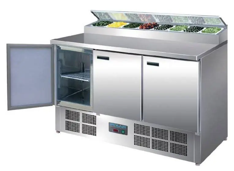 Rvs Pizza/Sandwich Counter - 3-Deurs - 137(b)x70(d)x101(h)cm Lage Kosten