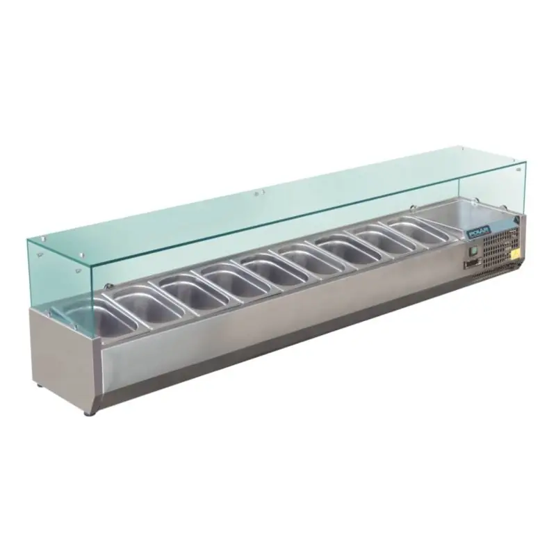 Opzetkoelvitrine RVS - 9x GN1/3 - 2000(b)x380(l)x435(h)mm Rechtstreeks Van De Fabrikant