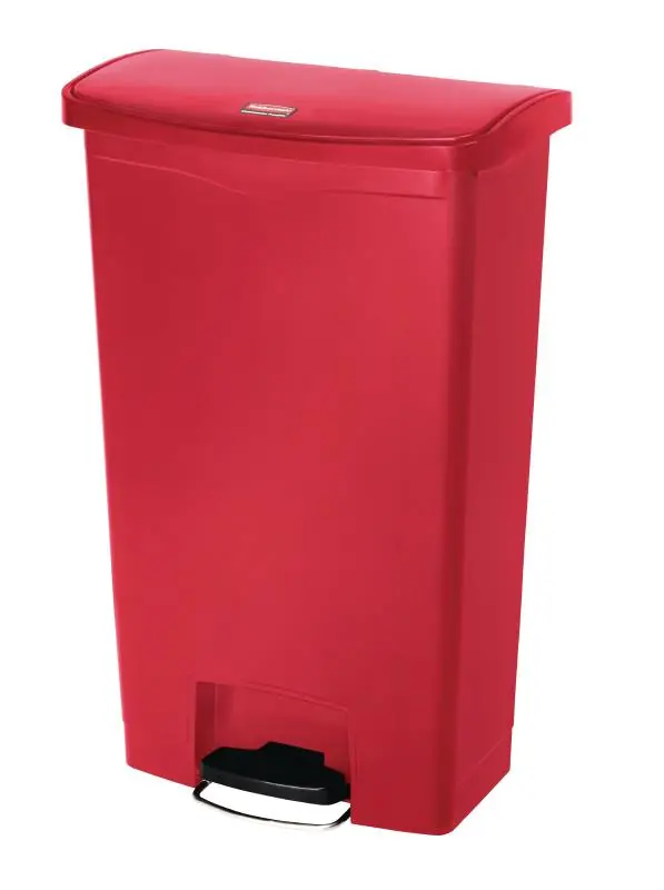 Afvalbak Rubbermaid slim step on met frontpedaal 68L 500x311x(h)803mm beige Premium