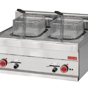 Finale Uitverkoop Friteuse Elektrisch RVS - Traploze thermostaat - 2x10 Liter - 400V - 15kW - 700x610x(H)280mm