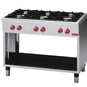 Gasfornuis - RVS - 6 branders - Met Onderstel - 25,8kW - 1100x650x(H)850 mm Flitsaanbieding