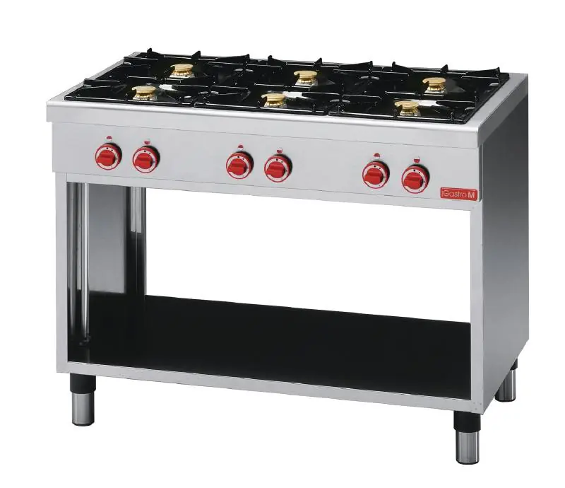 Gasfornuis - RVS - 6 branders - Met Onderstel - 25,8kW - 1100x650x(H)850 mm Flitsaanbieding