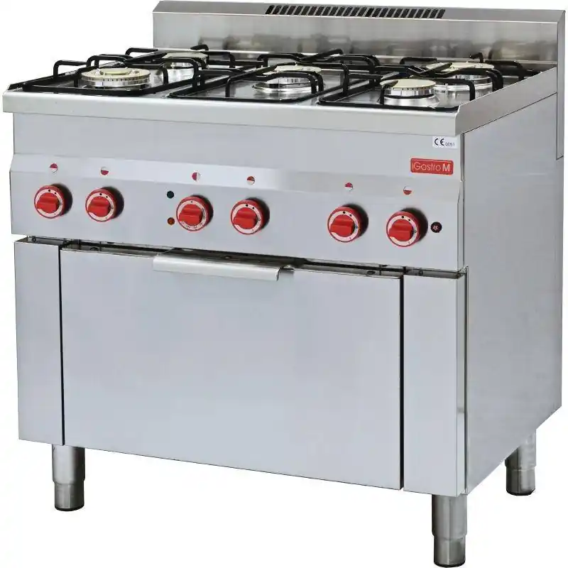 Gasfornuis 5 Pits + Heteluchtoven GN1/1 - 17,4kW/230V - 600x900x850(h)mm Nieuw