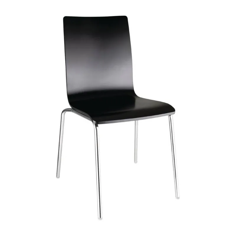 Exclusieve Aanbieding Stoel Zwart met Vierkante Rug - Stapelbaar - Per 4 stuks