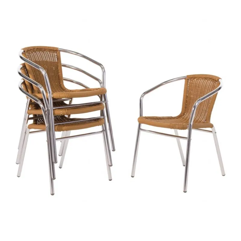 Naturel rotan stoel - Stapelbaar - 4 stuks Gecertificeerd