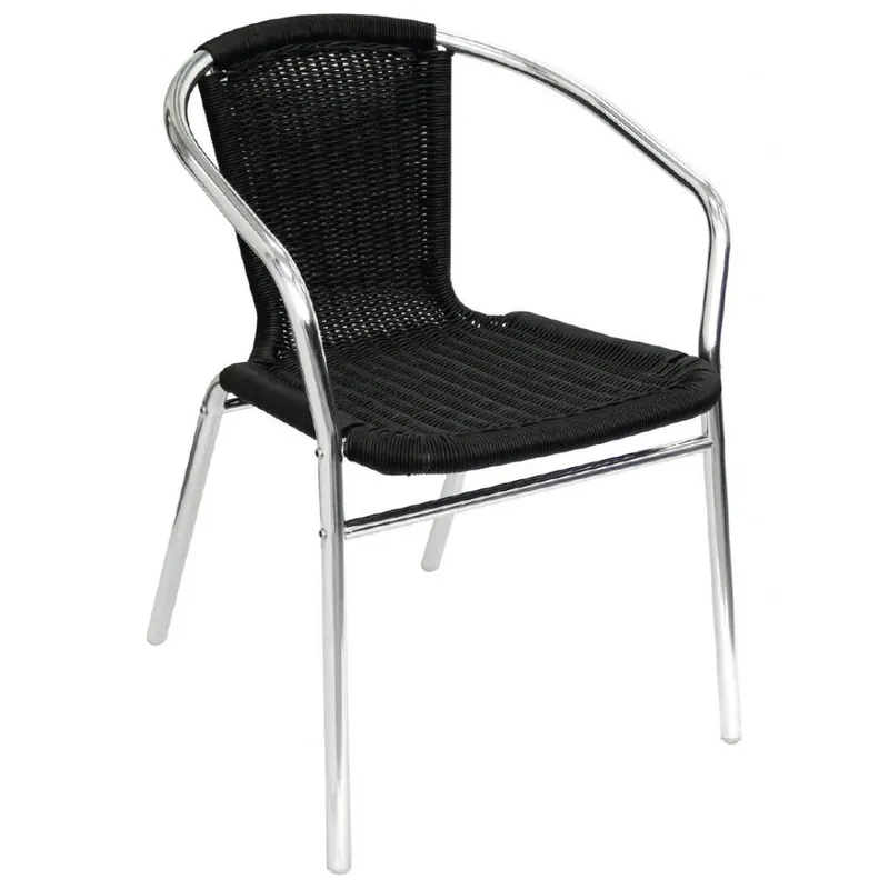 Uitverkoop Stapelbare Rotan stoel - Zwart - Weerbestendig - 4 Stuks