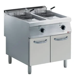 Seizoensaanbieding Friteuse - Elektrisch - 2 x 15 Liter - Buitenkant Branders - op Kast - 800x900x(h)850/920mm