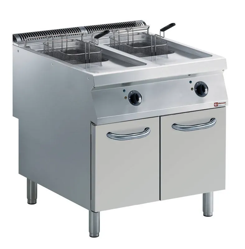 Seizoensaanbieding Friteuse - Elektrisch - 2 x 15 Liter - Buitenkant Branders - op Kast - 800x900x(h)850/920mm