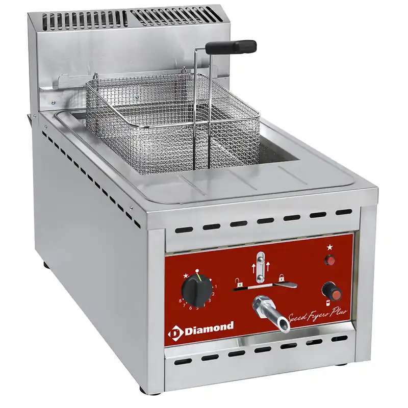 Direct Verzonden Friteuse RVS Gas - 12 Liter - Tot 190°C - Incl. Aftapkraan - 400x600x525(h)mm