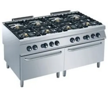 Gasfornuis - 8 Branders - 6 en 10kW - 2 Gas Ovens - 1600x900x(h)850/920mm Dagaanbieding