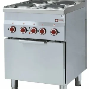 Fabrieksprijs Fornuis 4 kookplaten en elektrische convectie-oven GN 2/3 - 600x600x(h)850/970mm