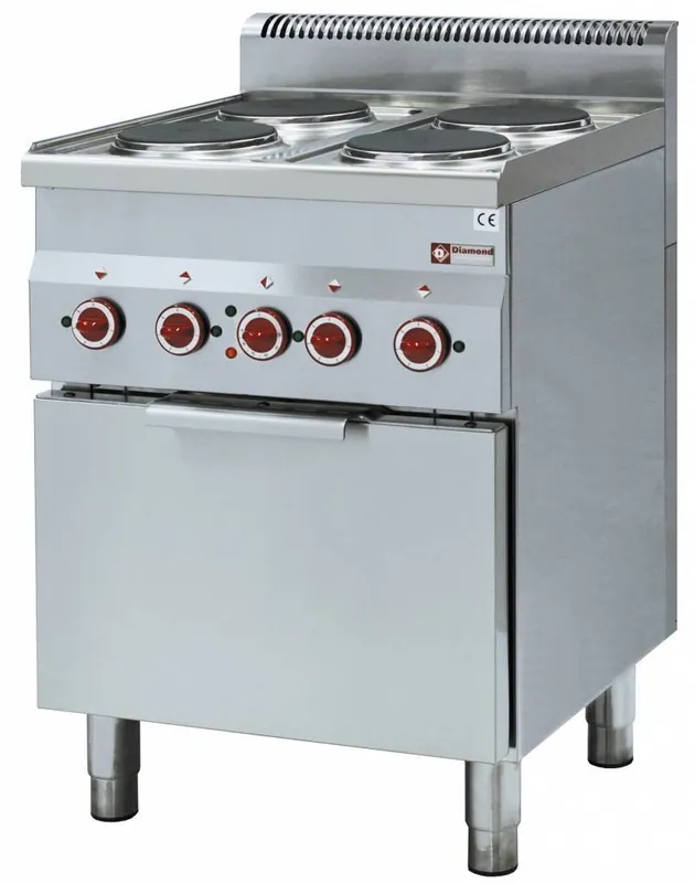 Fabrieksprijs Fornuis 4 kookplaten en elektrische convectie-oven GN 2/3 - 600x600x(h)850/970mm
