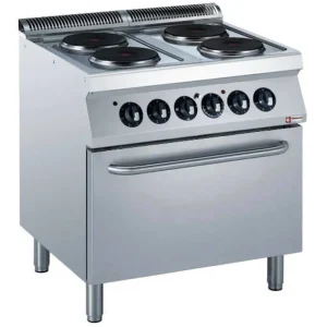 Elektrisch Fornuis - 4 Platen - 400V - 2,6kW - Elektrische Oven - 800x700x(h)850/920mm Finale Uitverkoop