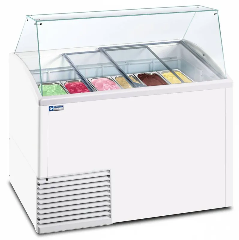Uitstalvitrine voor roomijs, 10 bakken (5 Lt) - 1341x725x(h)1235mm Meest Verkocht