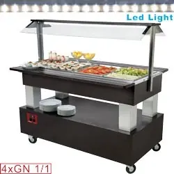Bain-Marie Gekoelde Salade-Buffet Bar - 4 x 1/1GN - Wenge Hout Shop Nu
