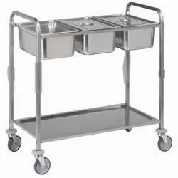 Speciale Aanbieding Serveerwagen RVS 1 Niveau - 3x GN 1/1 - 2 Wielen met rem - 1120x620x(h)1120 mm