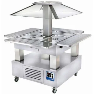 Nu Kopen Bain Marie Eiland Warmhoud Buffet 4 x 1/1 GN Wit Hout