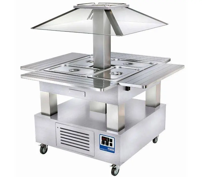Nu Kopen Bain Marie Eiland Warmhoud Buffet 4 x 1/1 GN Wit Hout