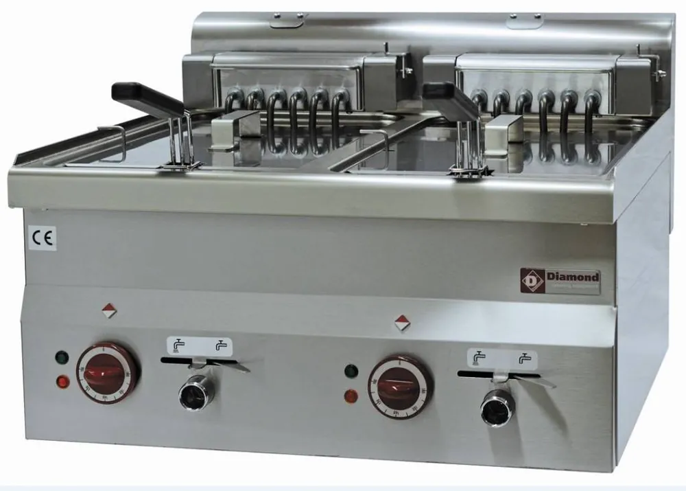 Elektrische friteuse, 2 kuipen 10 liter -Top- - 600x600x(h)280/400mm Voordeelprijs