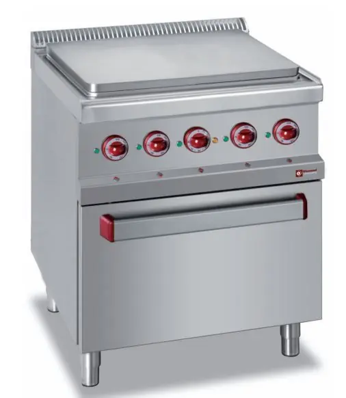 Snelle Levering Fornuis met elektrische kookplaat, module 1/1, op oven GN 2/1 - 700x700x(h)850/920mm