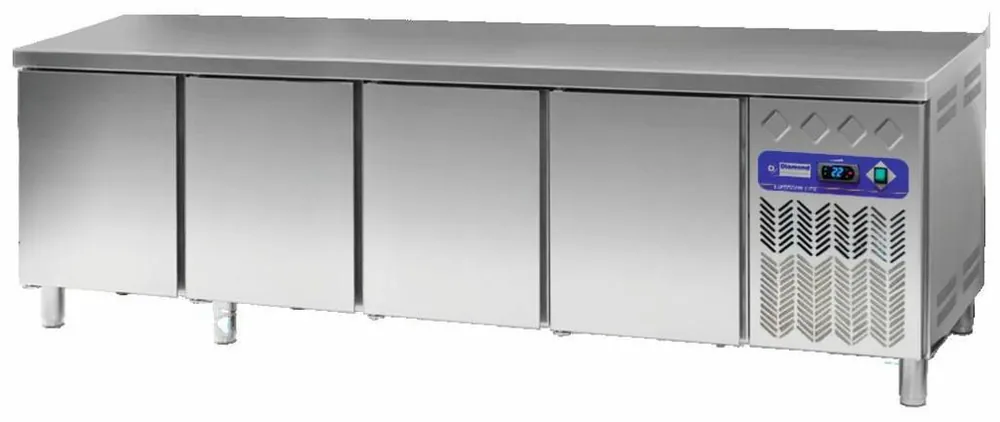 Koelwerkbank 80 cm diep - RVS - 4 deurs - 2542x80x(h)90cm - 760 liter Seizoensaanbieding