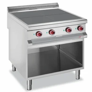 Elektrisch fornuis met 4 verlaagde kookplaten op open kast - 800x900x(h)850/920mm Dagaanbieding