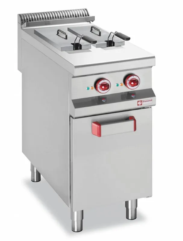 Elektrische friteuse 2 kuipen 8liter op gesloten kast - 400x900x(h)850/920mm Lage Kosten