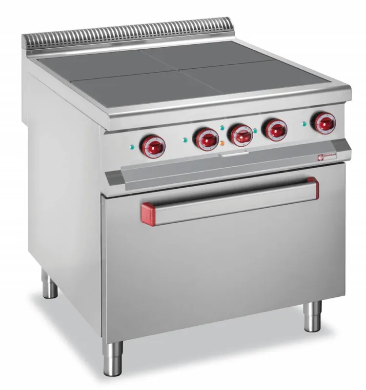 Dagaanbieding Elektrisch fornuis met 4 verlaagde kookplaten op oven GN 2/1 - 800x900x(h)850/920mm