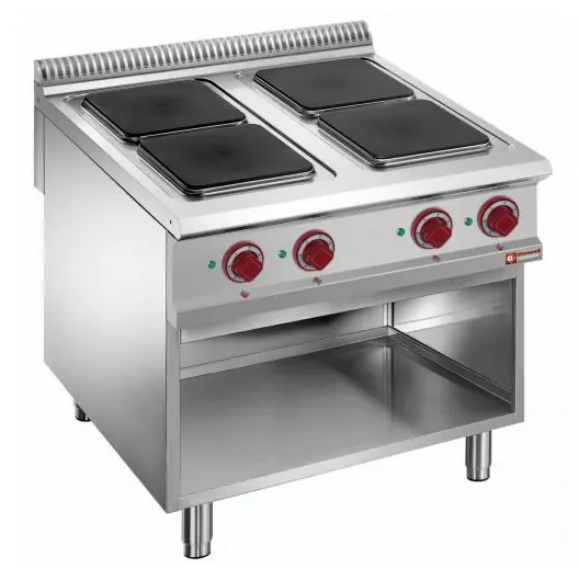 Must-Have Elektrisch fornuis met 4 kookplaten op open kast - 800x900x(h)850/920mm