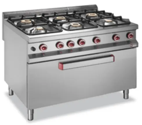 Fornuis met 6 branders "MAXI" gasoven - 1200x900x(h)850/920mm Beperkte Voorraad