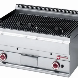 Betrouwbaar Lavasteengrill Gas RVS -Tafelmodel - met Braadrooster - 70x65x(h)28/38cm - 9.5KW
