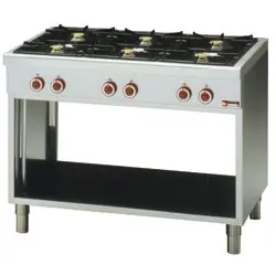 Seizoensaanbieding Gasfornuis met 6 branders, op open kast - 1100x650x(h)850mm
