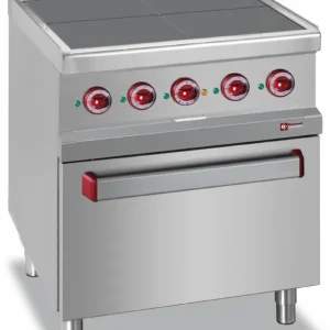 Tijdelijk Beschikbaar Elektrisch fornuis 4 verlaagde platen, op oven GN 2/1 - 700x700x(h)850/920mm
