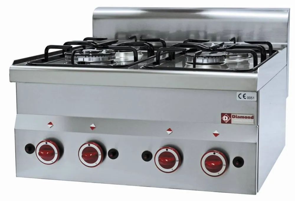 Hoge Kwaliteit Tafelmodel gasfornuis - 4 branders - 3,3kw + 3,6kw - 600x600x(h)280mm