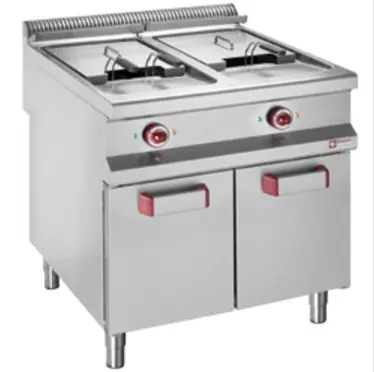 Bestseller Gasfriteuse met 2 kuipen van 18 liter (2x 18 kW) op gesloten kast - 800x900x(h)850/1180mm