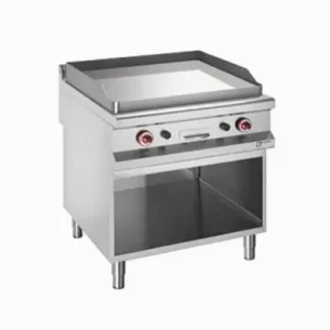 Koopje Bakplaat op gas met vlakke verchroomde plaat, module 1/1, op open kast. - 800x900x(h)850/920mm