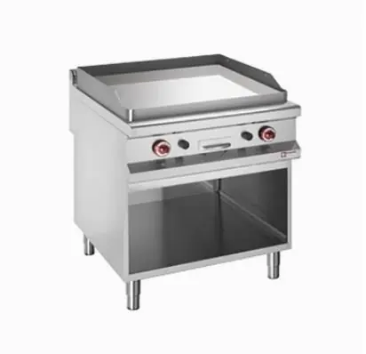 Koopje Bakplaat op gas met vlakke verchroomde plaat, module 1/1, op open kast. - 800x900x(h)850/920mm