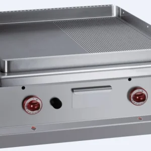 Braadplaat op gas 1/2 geribd, 1/2 vlak, module 1/1 -Top- - 700x700x(h)250/320mm Beste Prijs