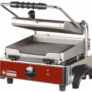 Lage Kosten Elektrische panini grill, geribde platen - 330x435x(h)240mm