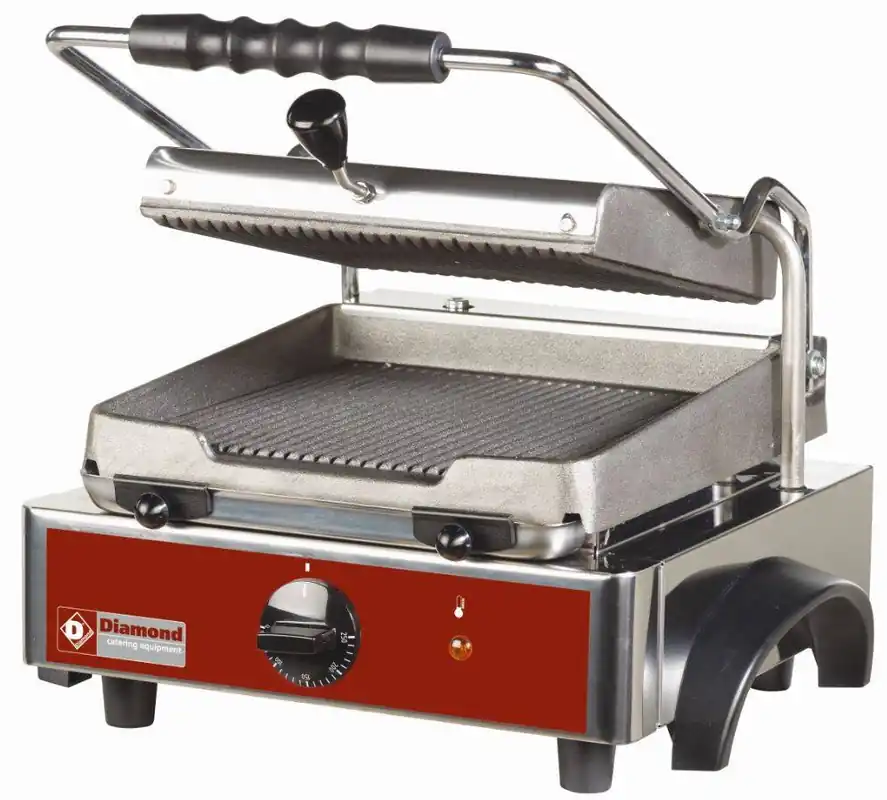 Lage Kosten Elektrische panini grill, geribde platen - 330x435x(h)240mm