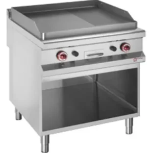 Snelle Levering Gas bakplaat 2/3 vlak, 1/3 geribd, module 1/1, op open kast - 800x900x(h)850/920mm
