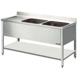 Betaalbaar Spoeltafel - 2 Bakken 400x500x275(h)mm - 1400x600x880-900(h) - Afdruipvlak Links